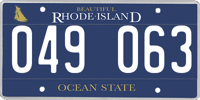 RI license plate 049063