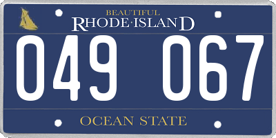 RI license plate 049067
