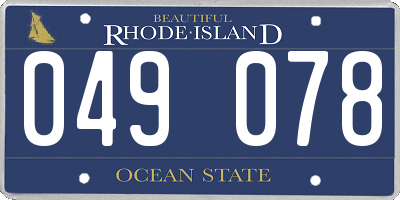 RI license plate 049078