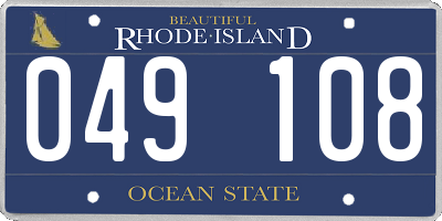 RI license plate 049108