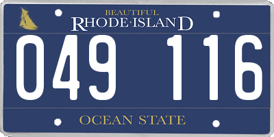 RI license plate 049116