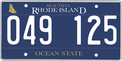 RI license plate 049125