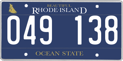 RI license plate 049138