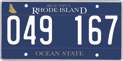 RI license plate 049167