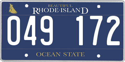 RI license plate 049172