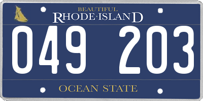 RI license plate 049203