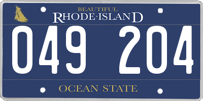 RI license plate 049204