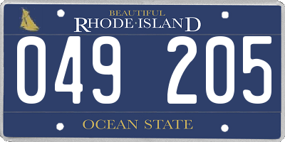 RI license plate 049205