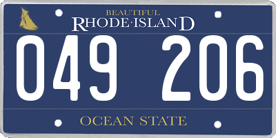 RI license plate 049206