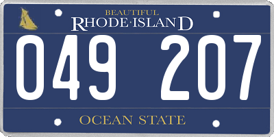 RI license plate 049207