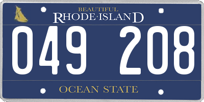 RI license plate 049208