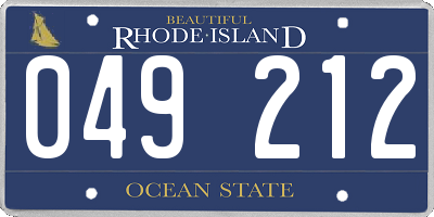 RI license plate 049212