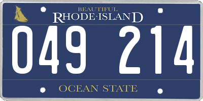 RI license plate 049214