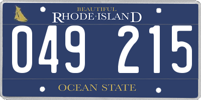 RI license plate 049215