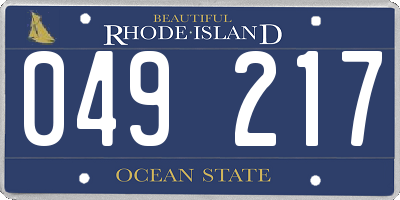 RI license plate 049217