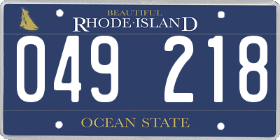 RI license plate 049218