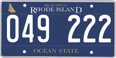 RI license plate 049222