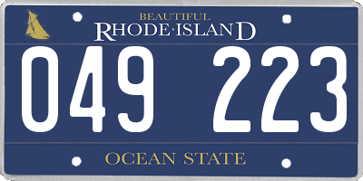 RI license plate 049223