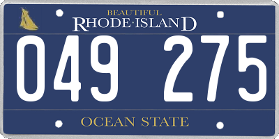 RI license plate 049275