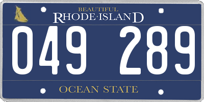 RI license plate 049289