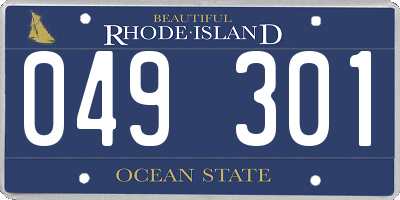 RI license plate 049301