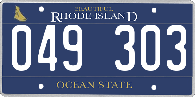 RI license plate 049303