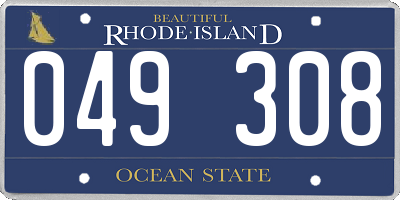 RI license plate 049308