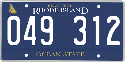 RI license plate 049312