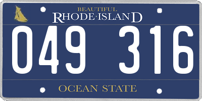 RI license plate 049316
