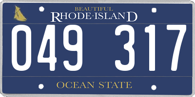RI license plate 049317