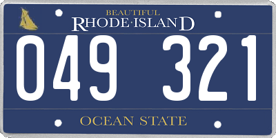 RI license plate 049321