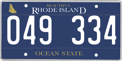 RI license plate 049334