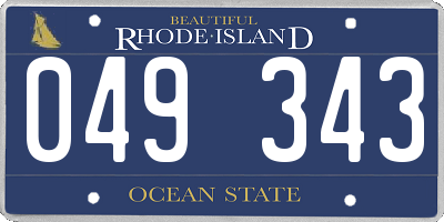 RI license plate 049343