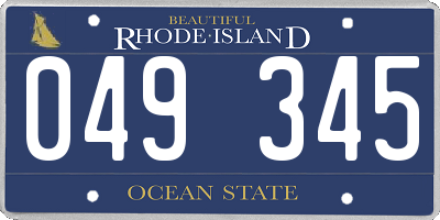 RI license plate 049345