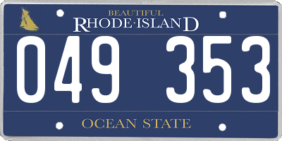 RI license plate 049353