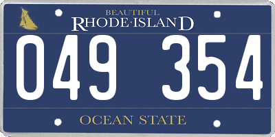 RI license plate 049354