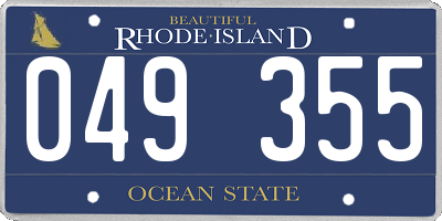 RI license plate 049355