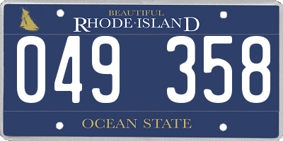 RI license plate 049358