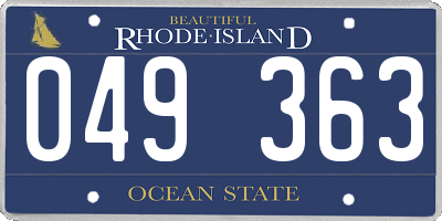 RI license plate 049363