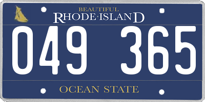 RI license plate 049365