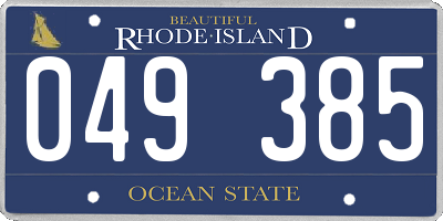 RI license plate 049385