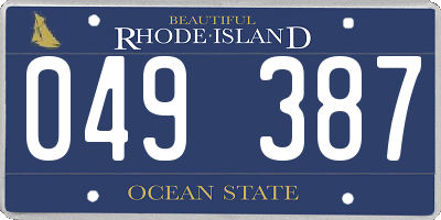 RI license plate 049387