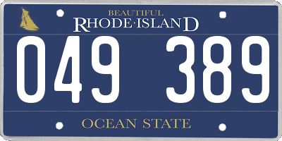 RI license plate 049389