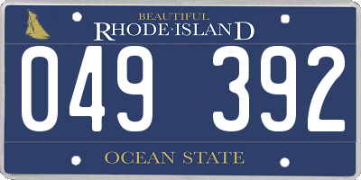 RI license plate 049392