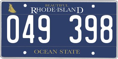 RI license plate 049398