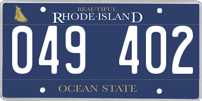 RI license plate 049402