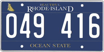 RI license plate 049416