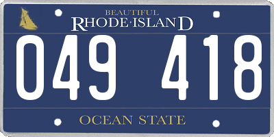 RI license plate 049418
