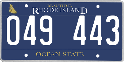 RI license plate 049443