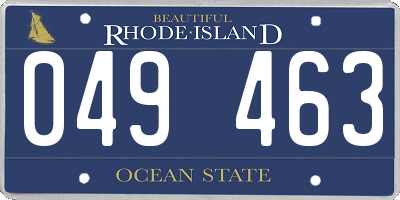 RI license plate 049463